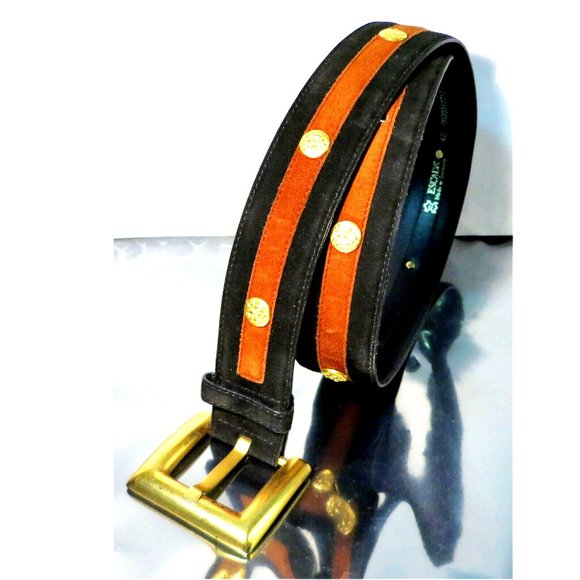 Vintage ESCADA Suede Leather - Gold Toned Hardware Luxury Fashion Belt - Size 42 - Picture 3 of 9